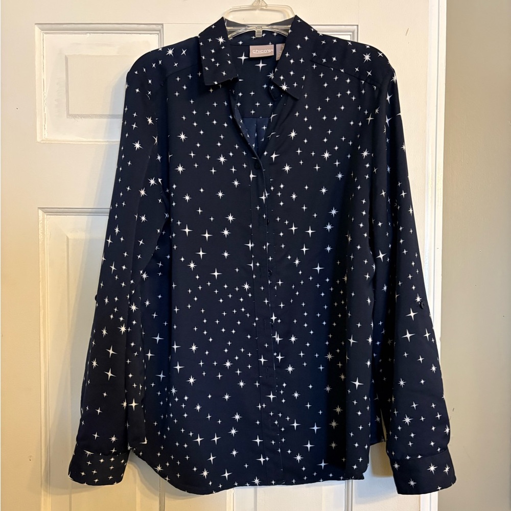Navy blue galaxy button up